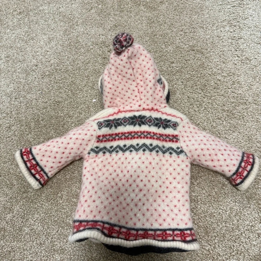 Gap‎ Baby 100% Lambswool Button Front Fair Isle Nepali Design Jacket Coat Hooded